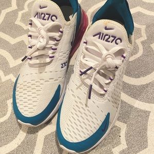 Nike Air Max 270 white, teal and pink